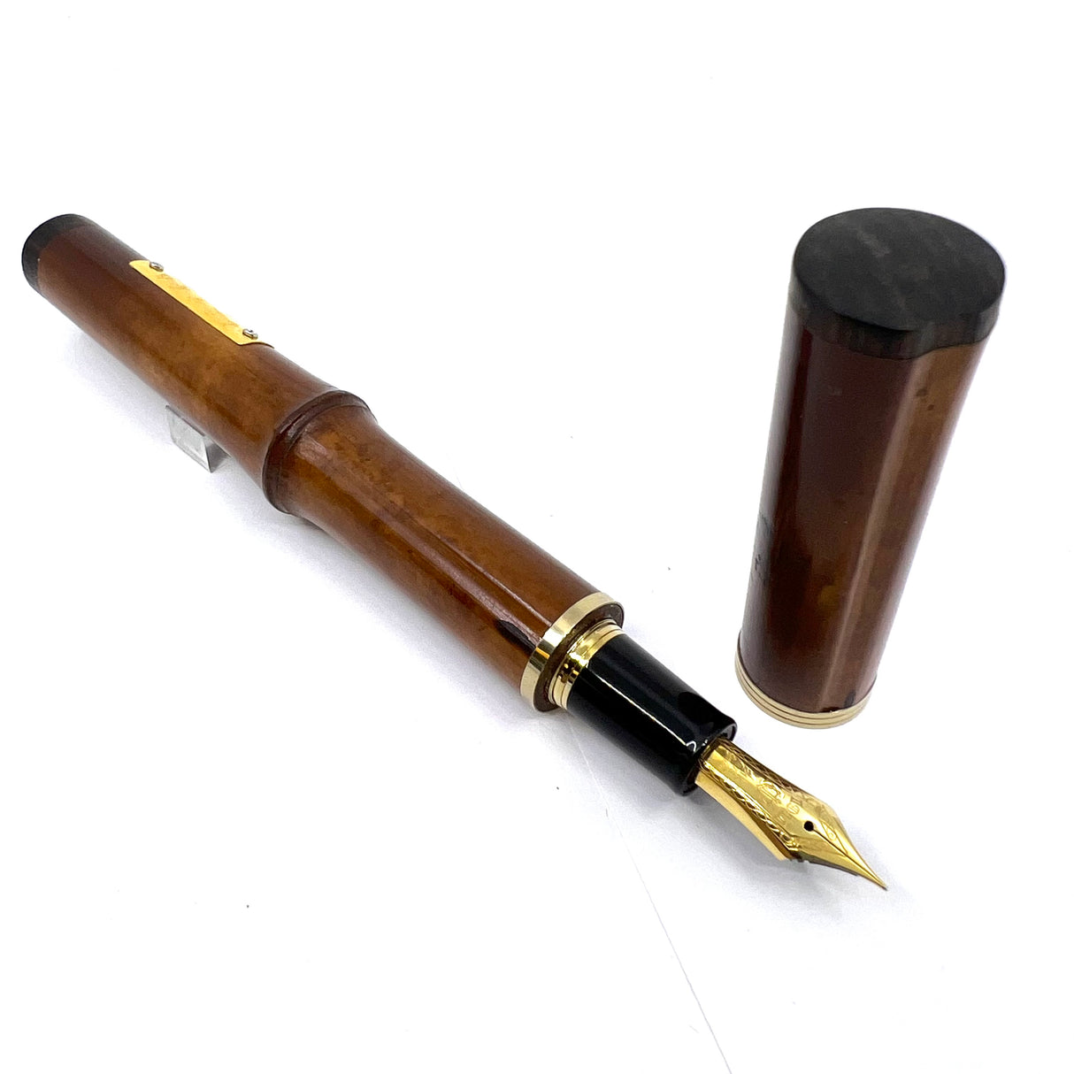 Sailor Susutake Rare Ancient Smoked Bamboo Fountain Pen - Naginata Togi 21kt Gold Medium/Fine Nib by Nagahara Sr.