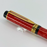 Waterman Patrician Red Coral Marble Fountain Pen- Fine 18kt Gold  Nib