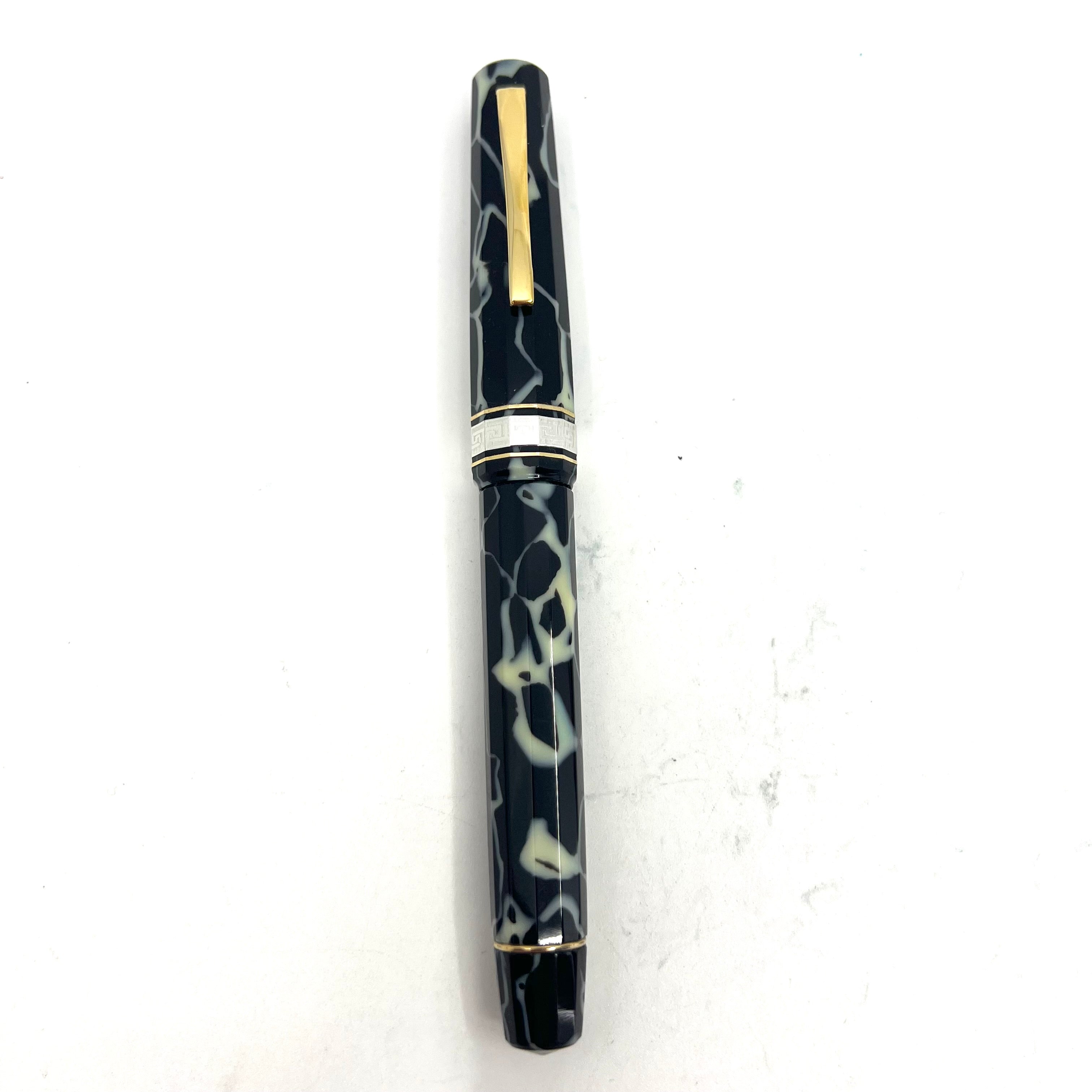 【ONOTO Marbled Pearl Lever 万年筆 c1950】 OMAS Galileo Black & Pearl Marbled Celluloid Limited Edition