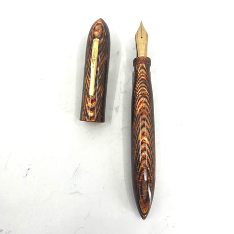 Oldwin (Paris) Torpedo Bronze Arco Spina (Fish Bone) Pattern Celluloid LE Fountain Pen