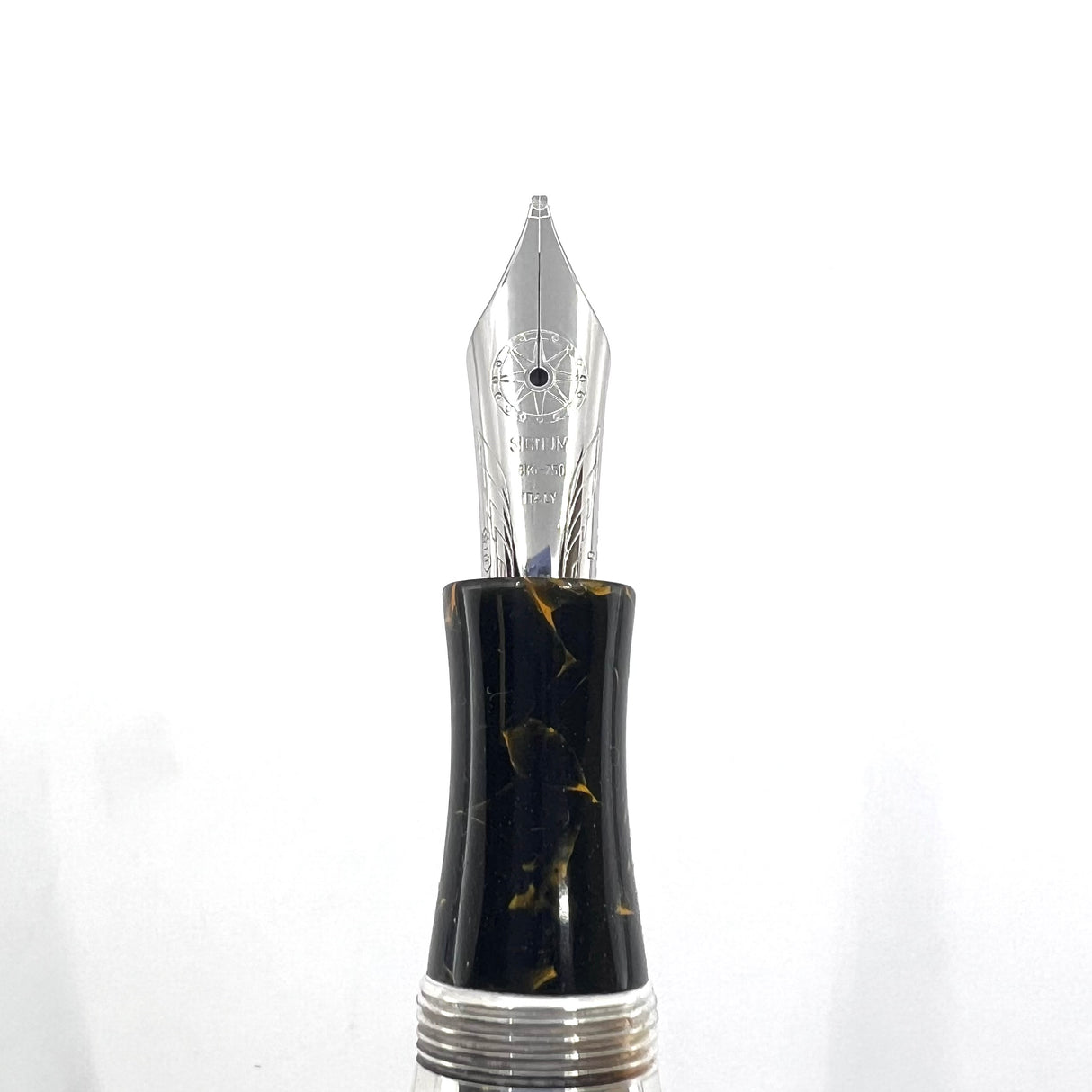 Signum (Italy) Marbleized Brown Fountain Pen - Broad 18kt Gold Nib