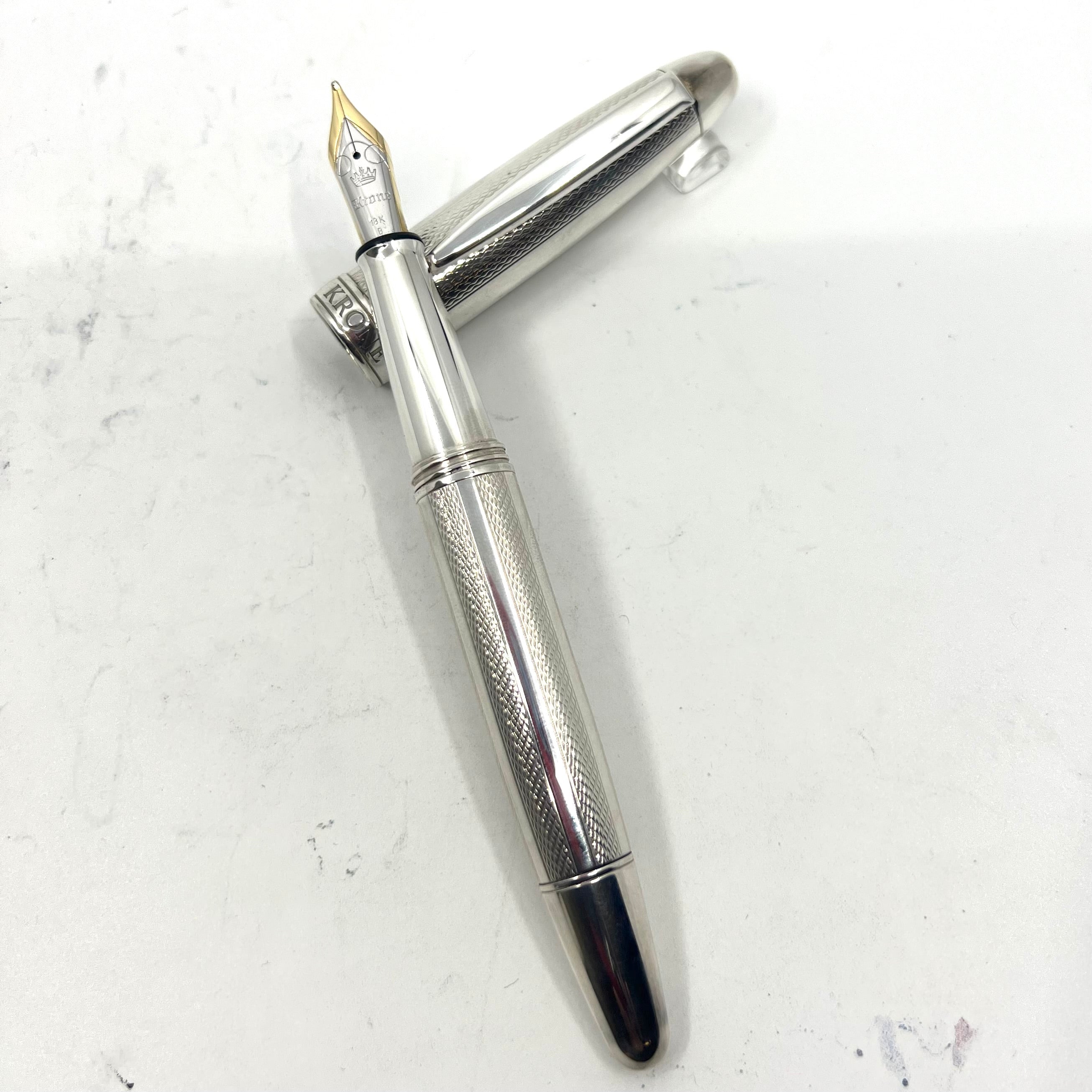 その他 KRONE FOUNTAIN PEN Sterling silver 925 Krone Sterling Silver Oversized Fountain Pen - Alternating Smooth