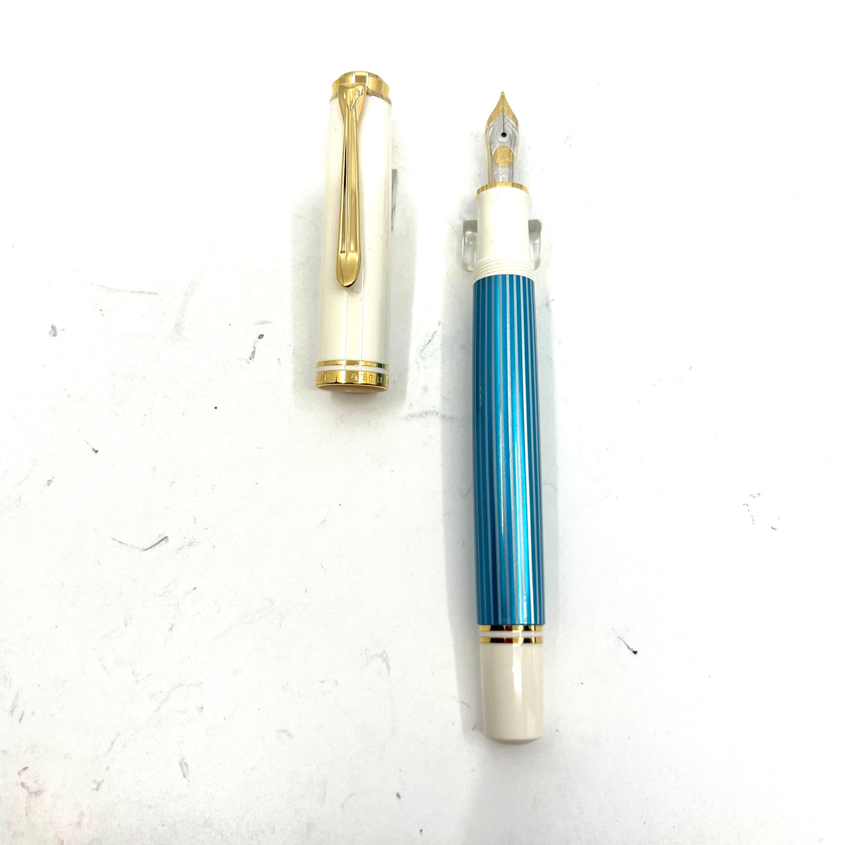 Pelikan M600 Turquoise-White Striped Fountain Pen