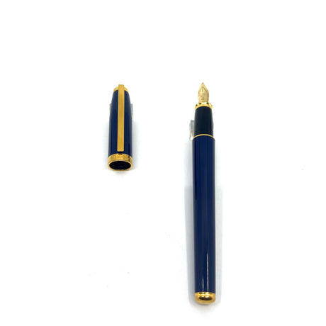 S.T. DuPont Blue Fidelio Lacquered Fountain Pen -  Stub 14kt Gold Nib