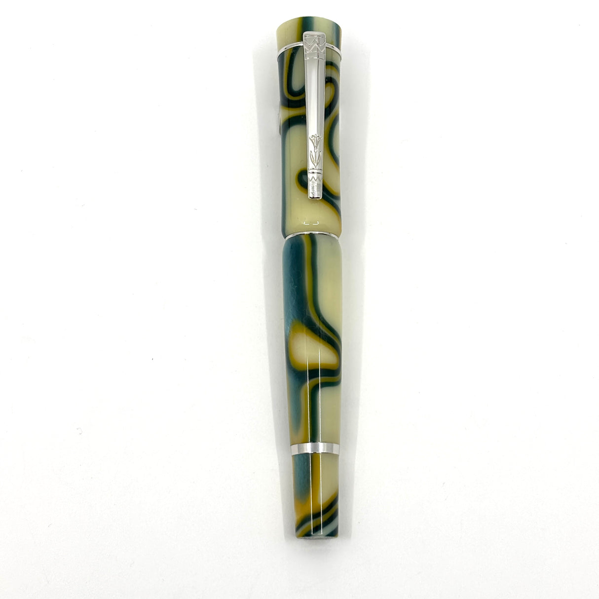 Laban Ivory & Amber with Green Swirls Fountain Pen