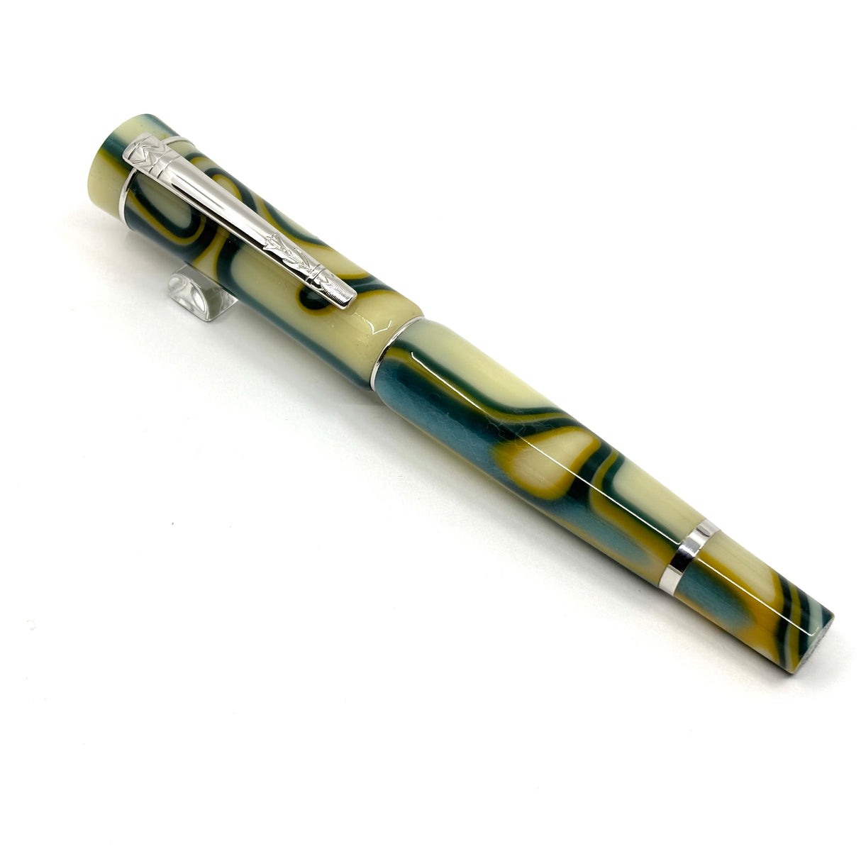 Laban Ivory & Amber with Green Swirls Fountain Pen