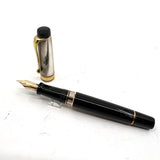 Aurora Optima Black Resin/Sterling Silver Guilloche Cap Fountain  Pen