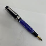 Delta #365 Lustrous Variegated Purple Marbled  Barrel/Black Cap Fountain Pen - Medium 18kt Gold Nib