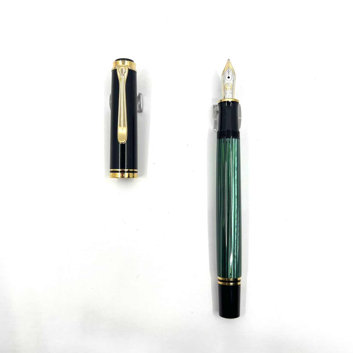 Pelikan M400 Souveran Black & Green Striped Fountain  Pen