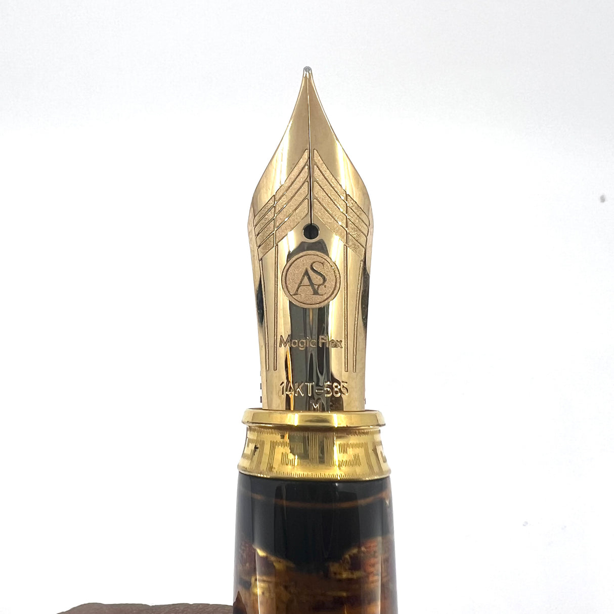ASC - ARMANDO SIMONI CLUB  Oversized Triangolo Black Lucens Celluloid Limited Edition 3-Sided Fountain Pen - Magic Flex Large #8 Size Medium 14kt Gold Nib