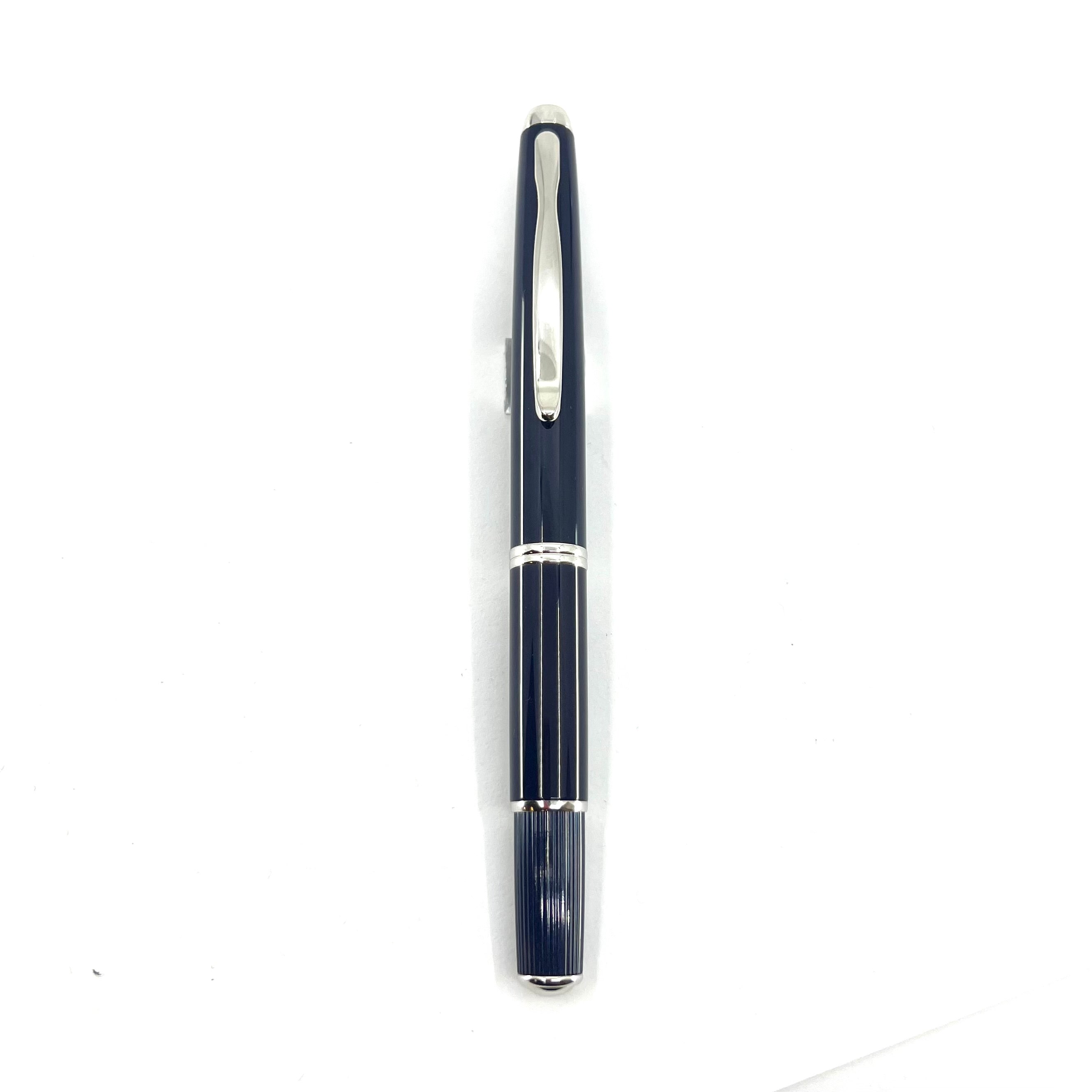 Pilot Dark Blue Fermo Retractable Nib Fountain Pen - Broad 18kt