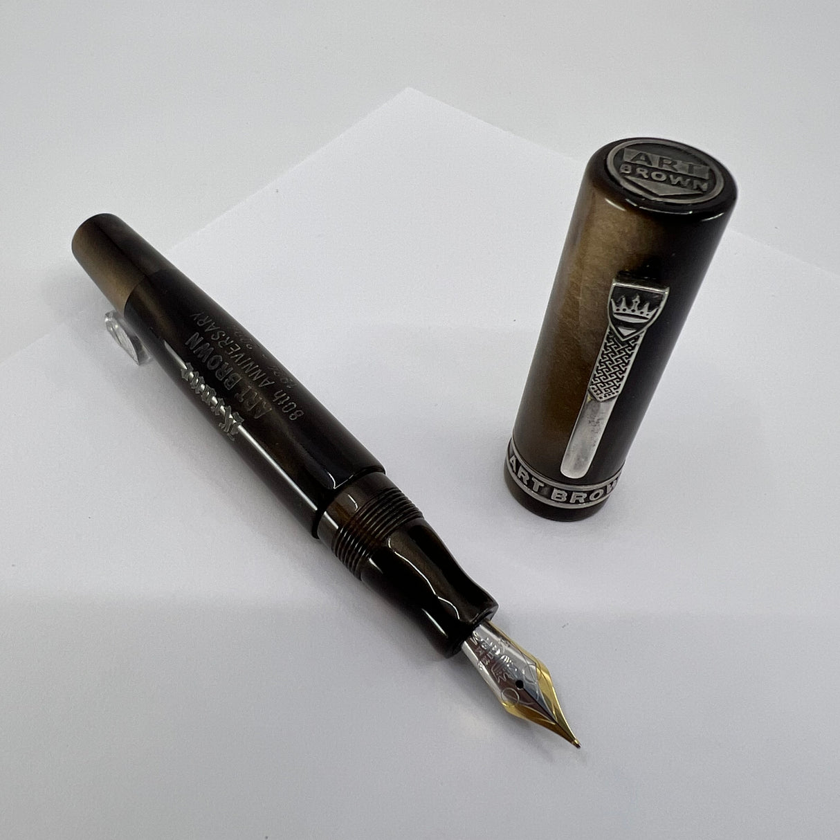 Krone  Lustrous Brown Limited Edition Commemorating Iconic NYC Pen Shop Art Brown's 80th Anniversary  - Medium 18kt Gold  Nib