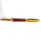 Elysee Trajan Burgundy Red Lacquered/Gold Plated Inlaid Filigree Ballpoint Pen