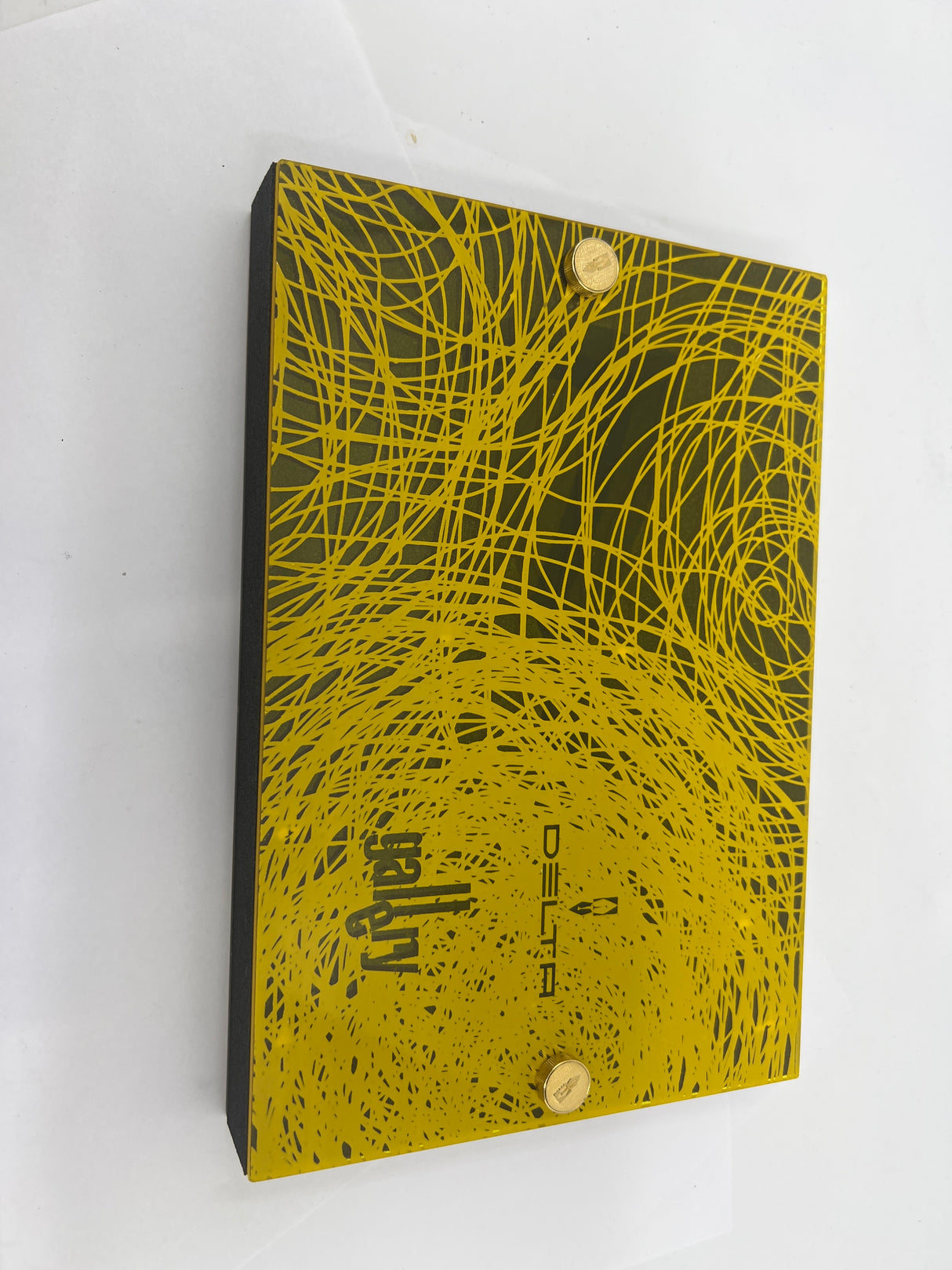 Delta Gallery Ballpoint Pen - Bright Yellow Background with Orange, Brown and Black Brushstrokes