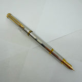 Waterman Gentleman Sterling Silver Ribbed Pattern Fountain Pen - Fine 18kt Gold Nib