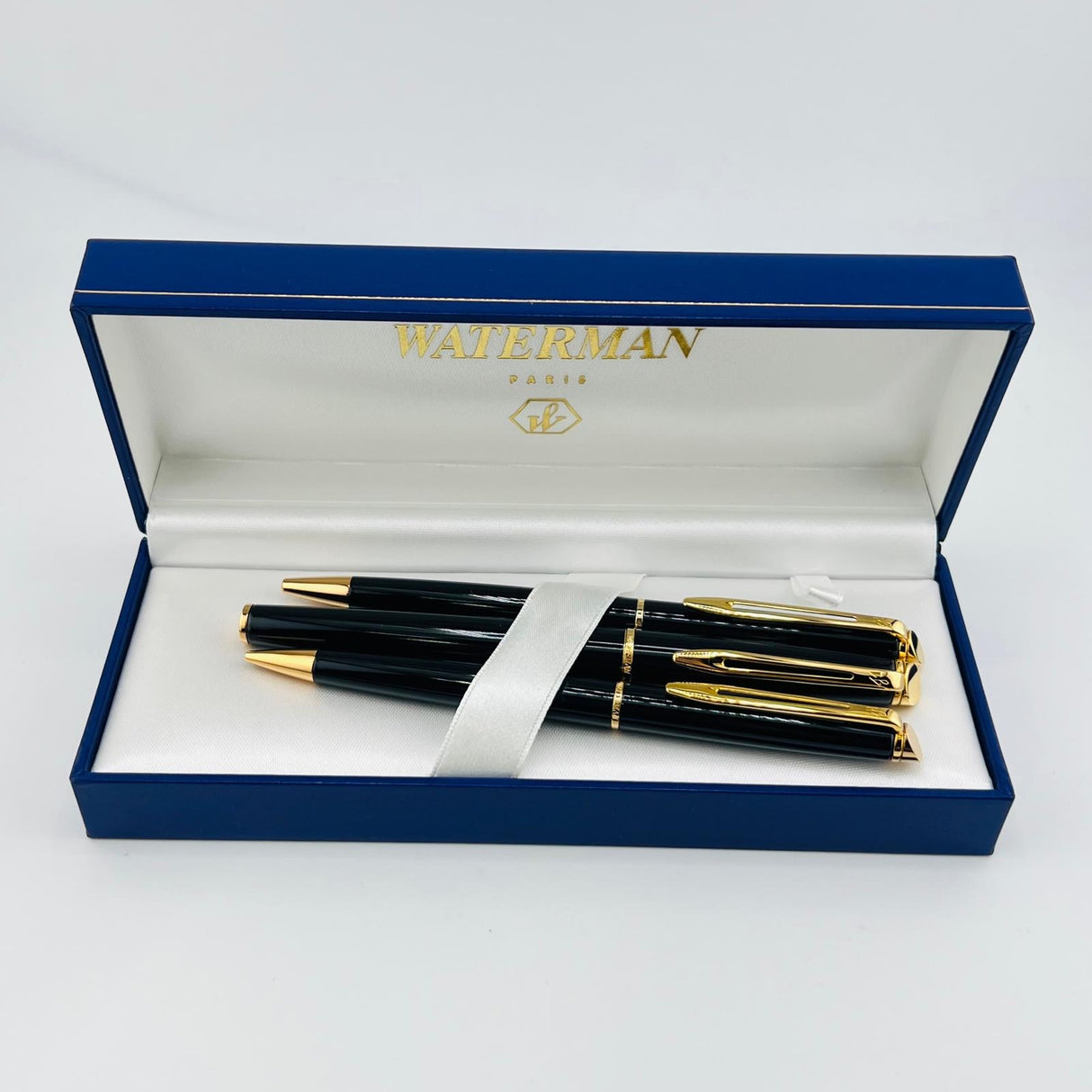 Waterman Paris Hemisphere Black lacquer - Set of 3 pens FP/BP/MP