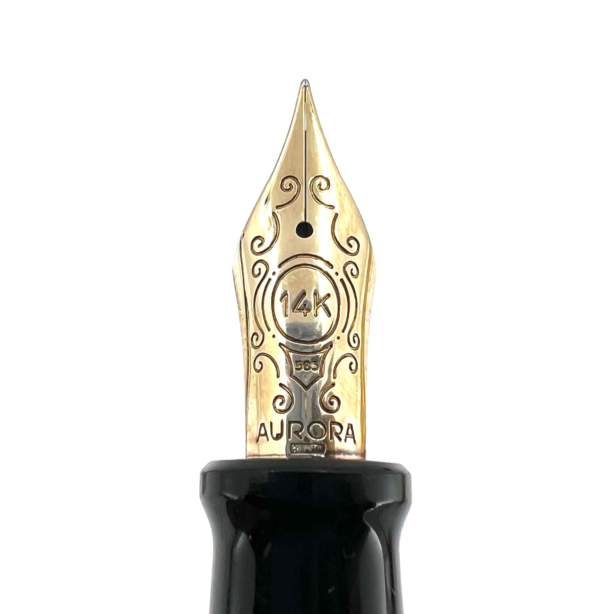 Aurora Optima Full Sterling Silver Barleycorn Fountain Pen - Fine