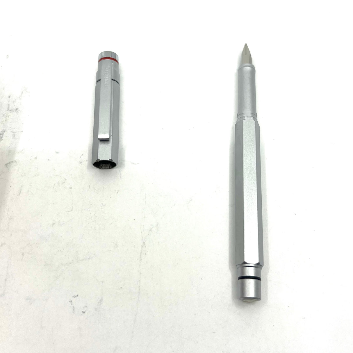 Rotring #600 Silver Gray Hexagonal Metal Fountain Pen