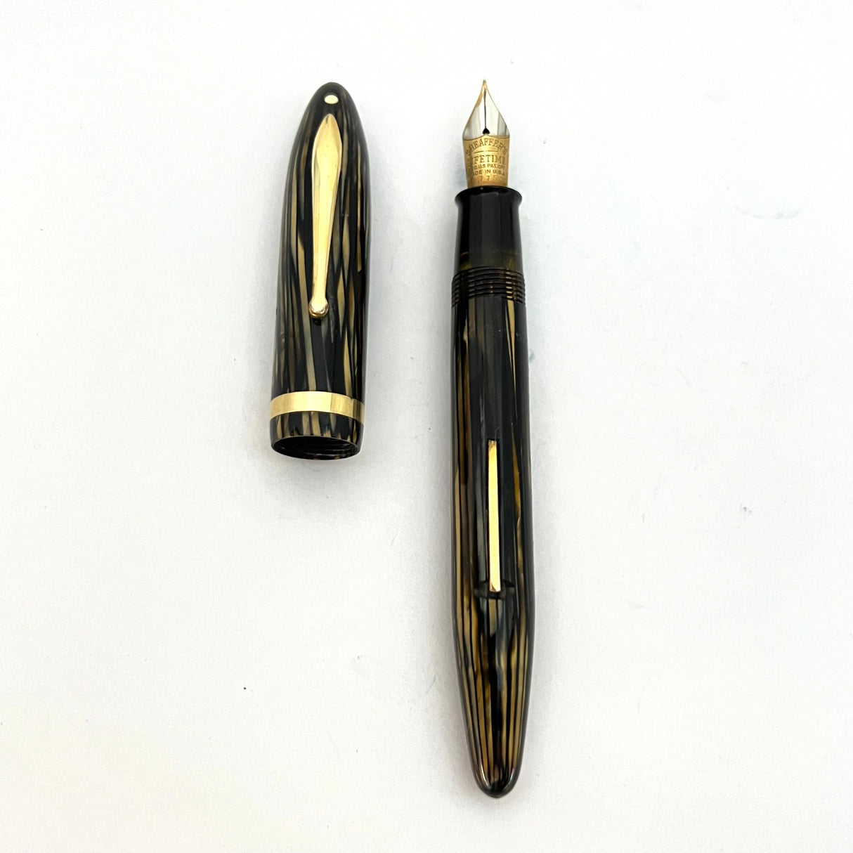 Sheaffer Senior  Balance Celluloid Brown & Tan Striated Set