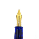 Pelikan M200 Cobalt Blue Transparent Fountain Pen - Italic Broad Gold-Plated Nib