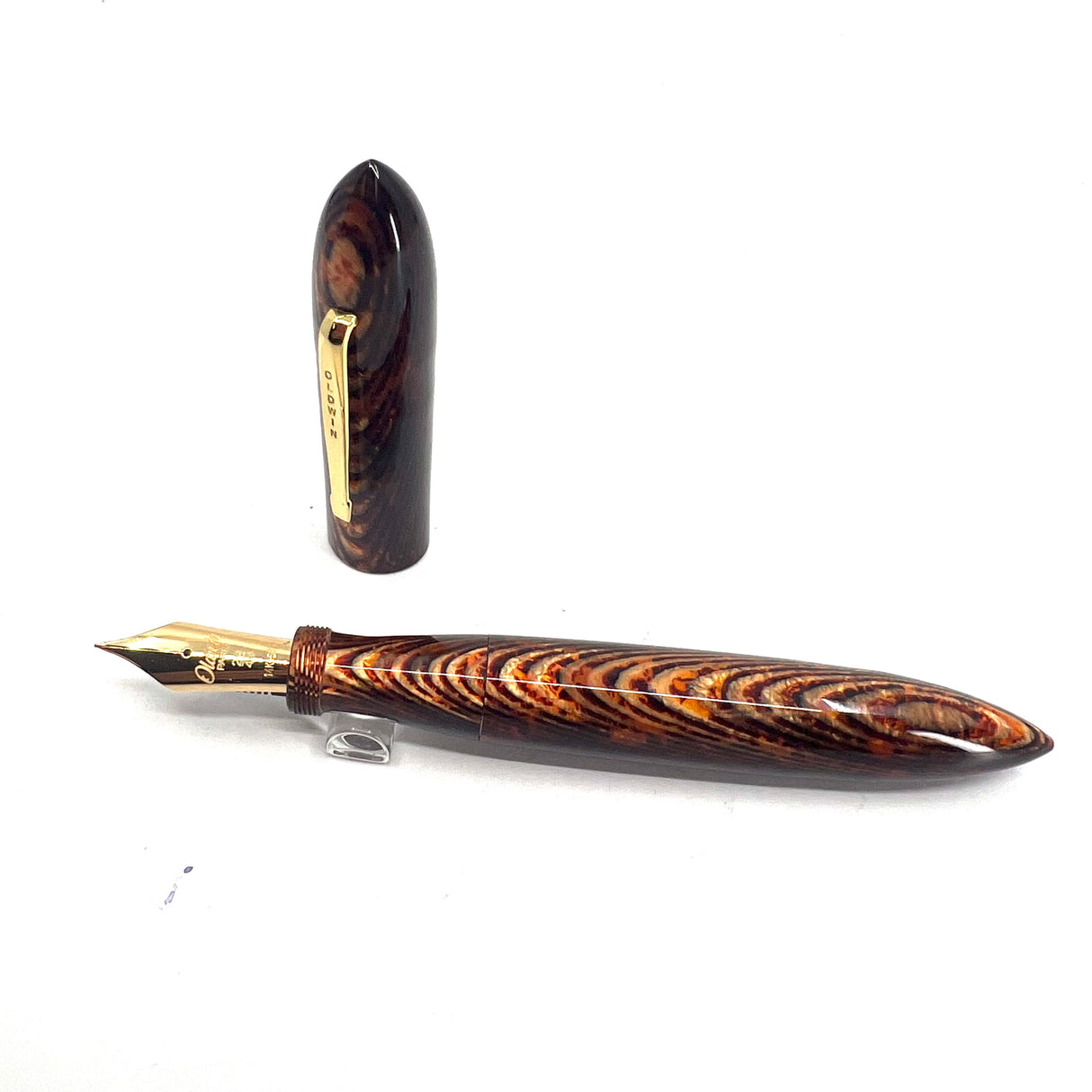 Oldwin (Paris) Torpedo Bronze Arco Spina (Fish Bone) Pattern Celluloid LE Fountain Pen