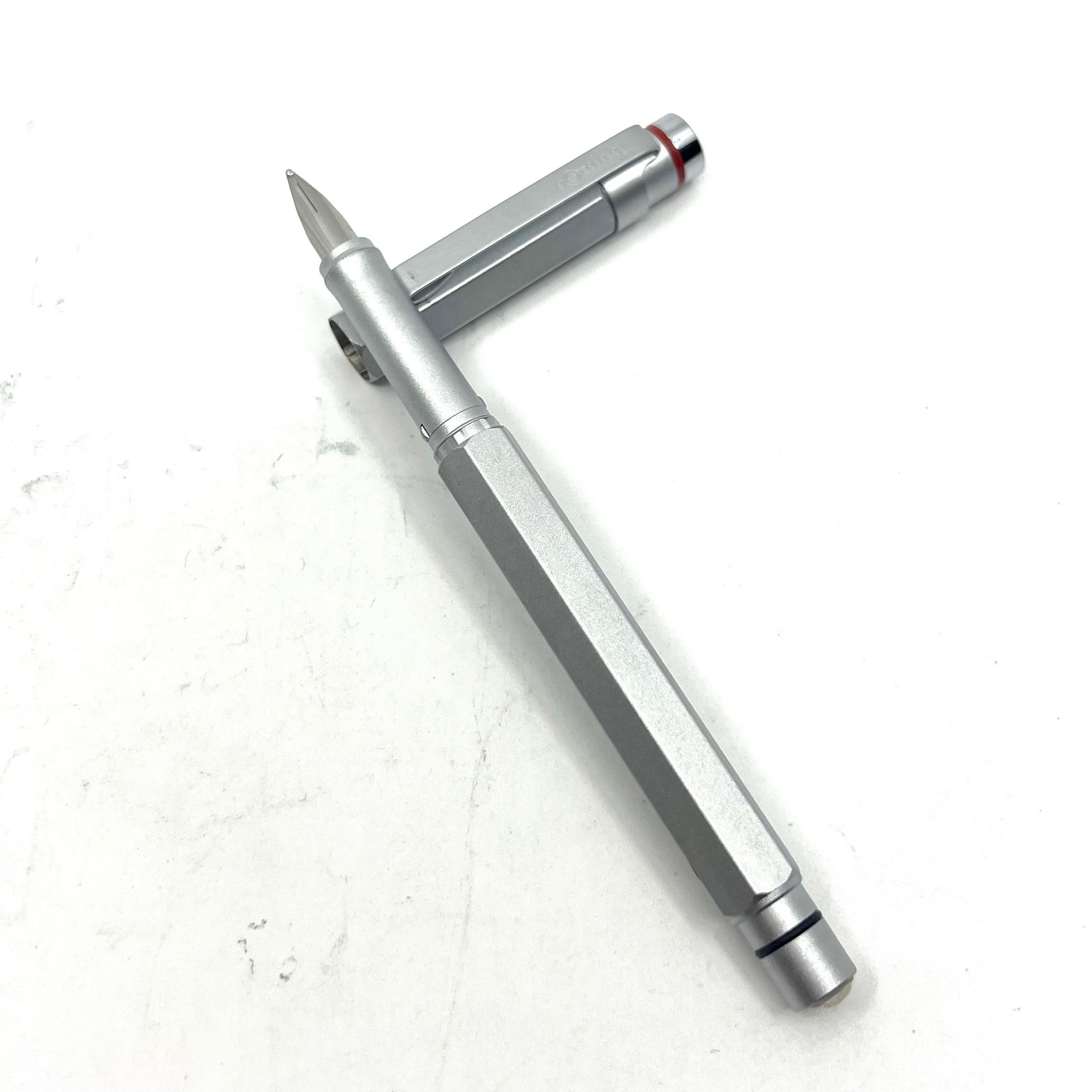 Rotring #600 Silver Gray Hexagonal Metal Fountain Pen – Fountain