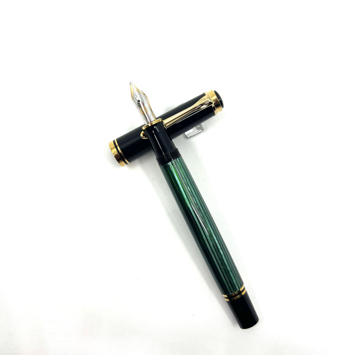 Pelikan M400 Souveran Black & Green Striped Fountain  Pen