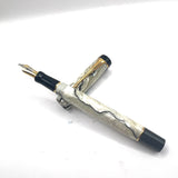 Parker International (Standard Size) Pearl & Black Duofold Fountain Pen  -  ITALIC BROAD 18kt Gold Nib