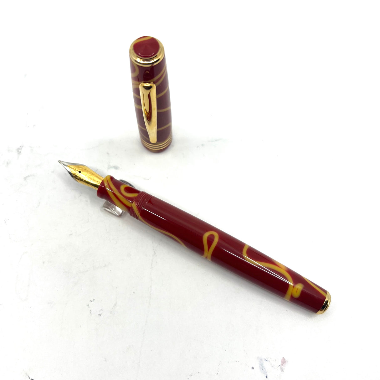 Taccia Staccato Jasper Red/Yellow Swirls Fountain Pen