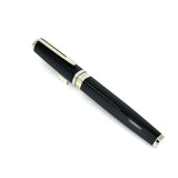 Waterman Oversized Exception Black Fountain Pen - Alternating Sides of Charcoal Stripes -Medium 18kt Gold Nib