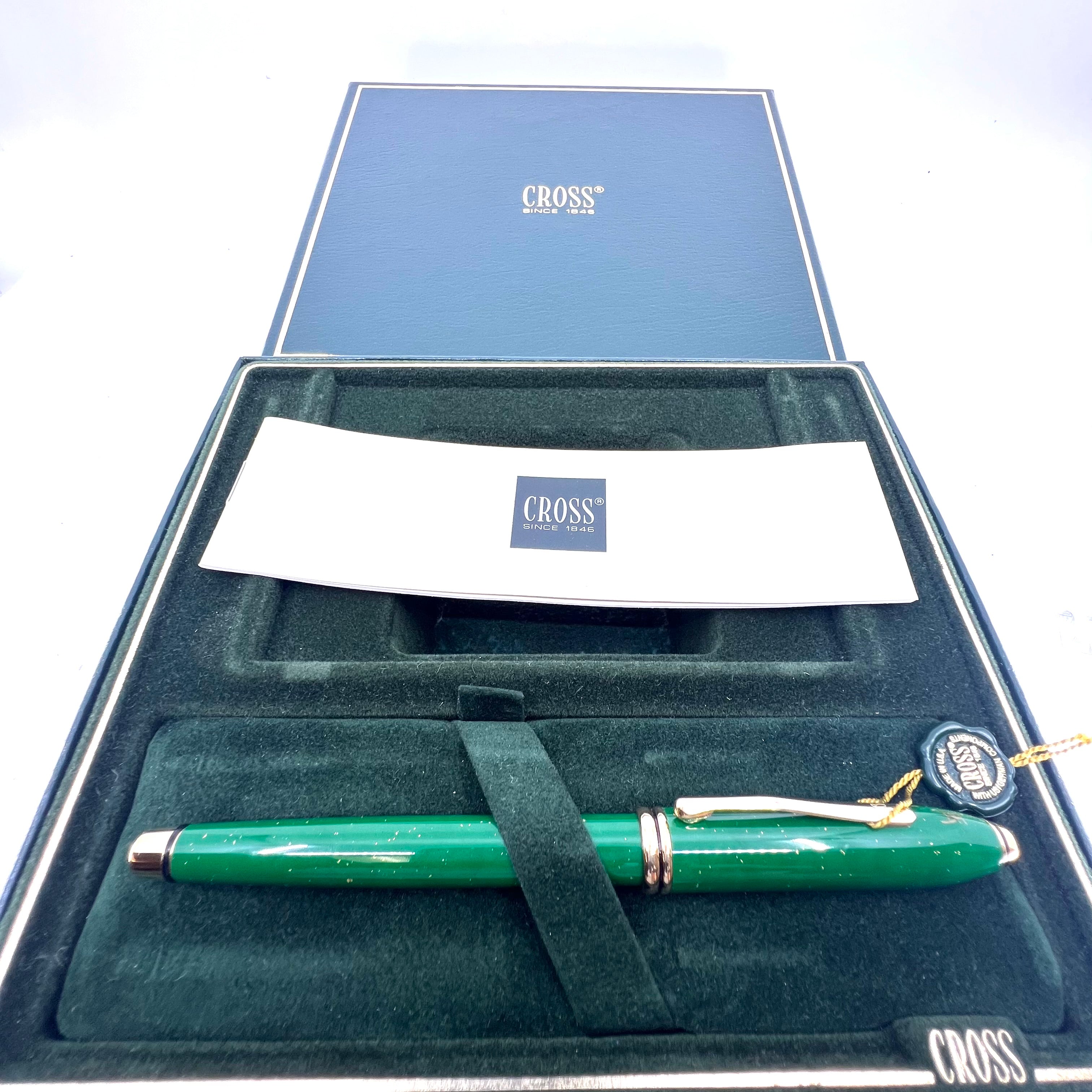 【新品・未使用】CROSS JADE 翡翠万年筆 Cross Townsend Green Jade Gold dust 22K Fountain Pen - Circa 1990
