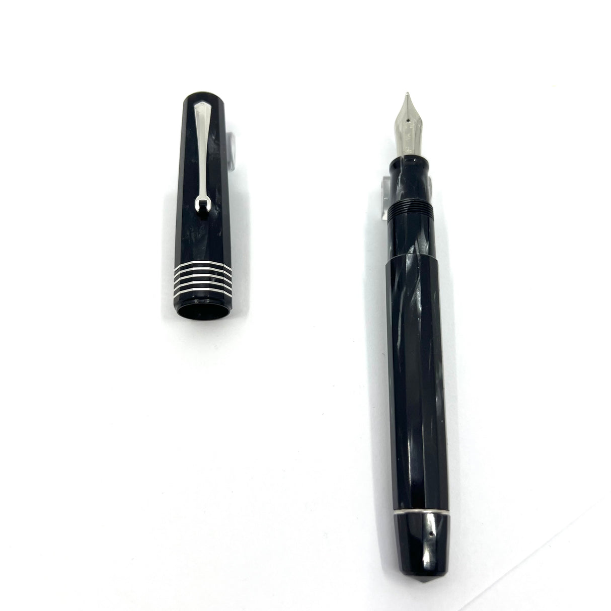 OMAS Senior Paragon Gray Perla Celluloid Fountain Pen - Broad 18kt Gold Nib