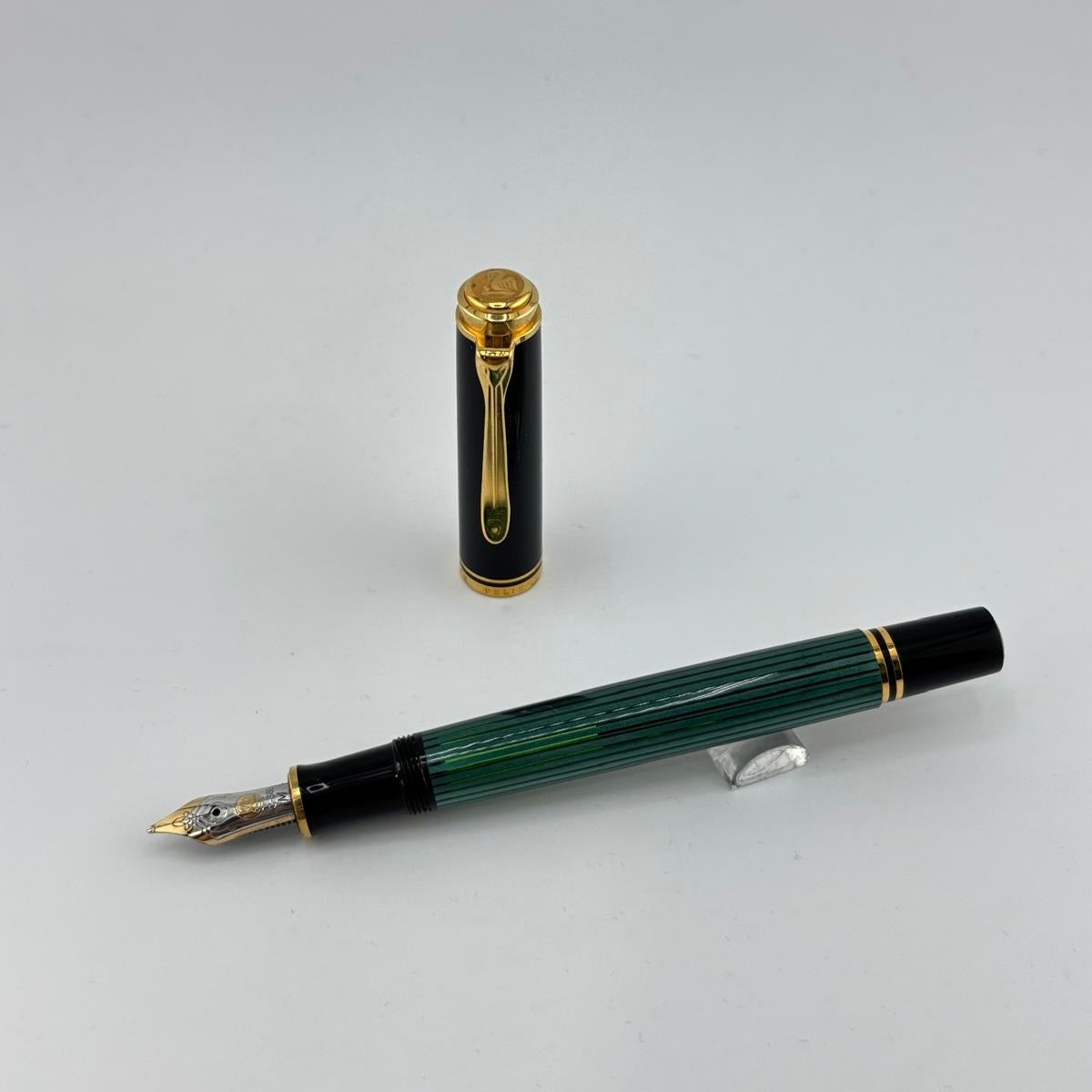Pelikan M400 Green Stripped Barrel Black cap - Fountain Pen