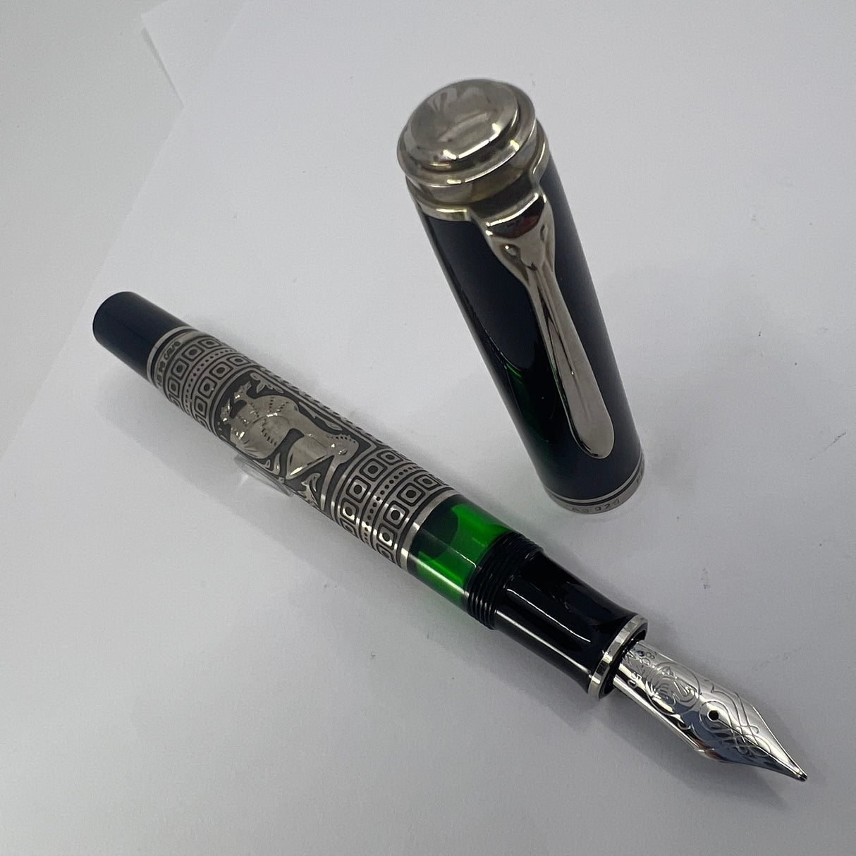 Pelikan M910 Toledo Sterling Silver Fountain Pen - Medium 18kt Gold  Nib