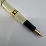 Waterman Ivory Resin Charleston Fountain Pen  - Fine 18kt Gold  Nib