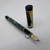 Parker International Duofold Green Marble Fountain Pen  - Medium 18kt Gold  Nib