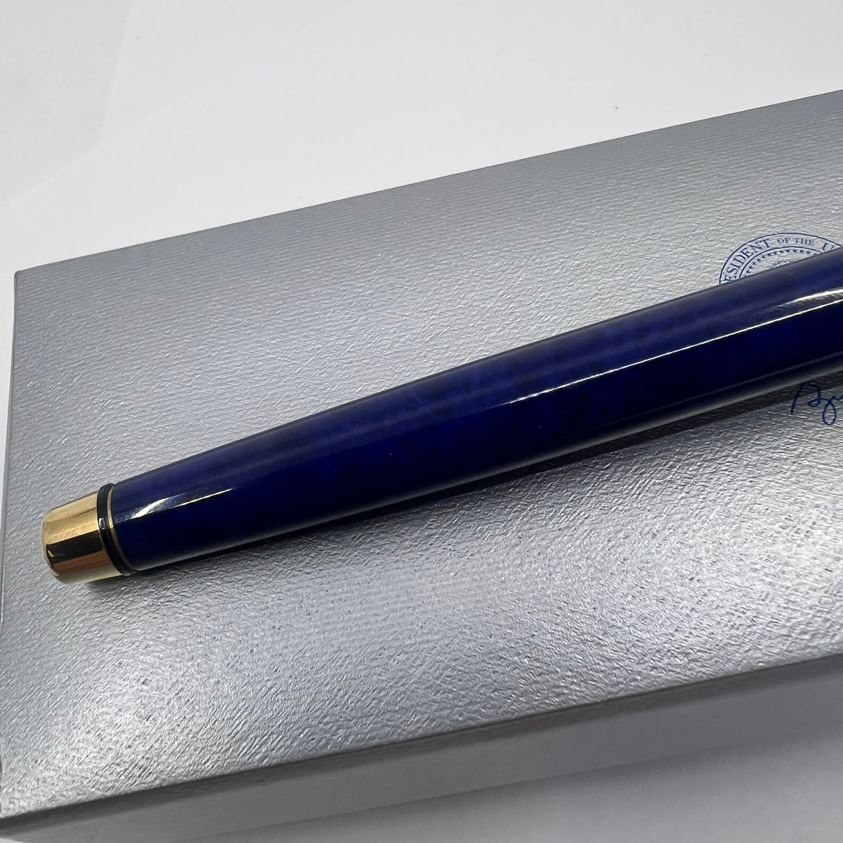 Cross Townsend Marbled Midnight Blue Selectip Rollerball with President George Bush Facsimile Signature & Presidential Seal Engraved on  both the Pen & Box!