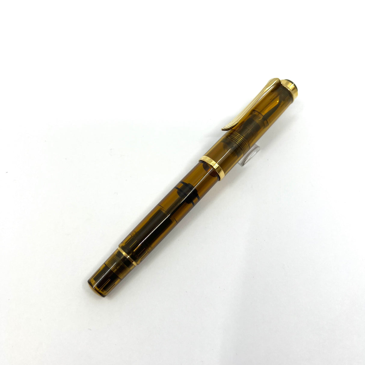 Pelikan M200 Amber Transparent Fountain Pen - Broad Gold-Plated Nib