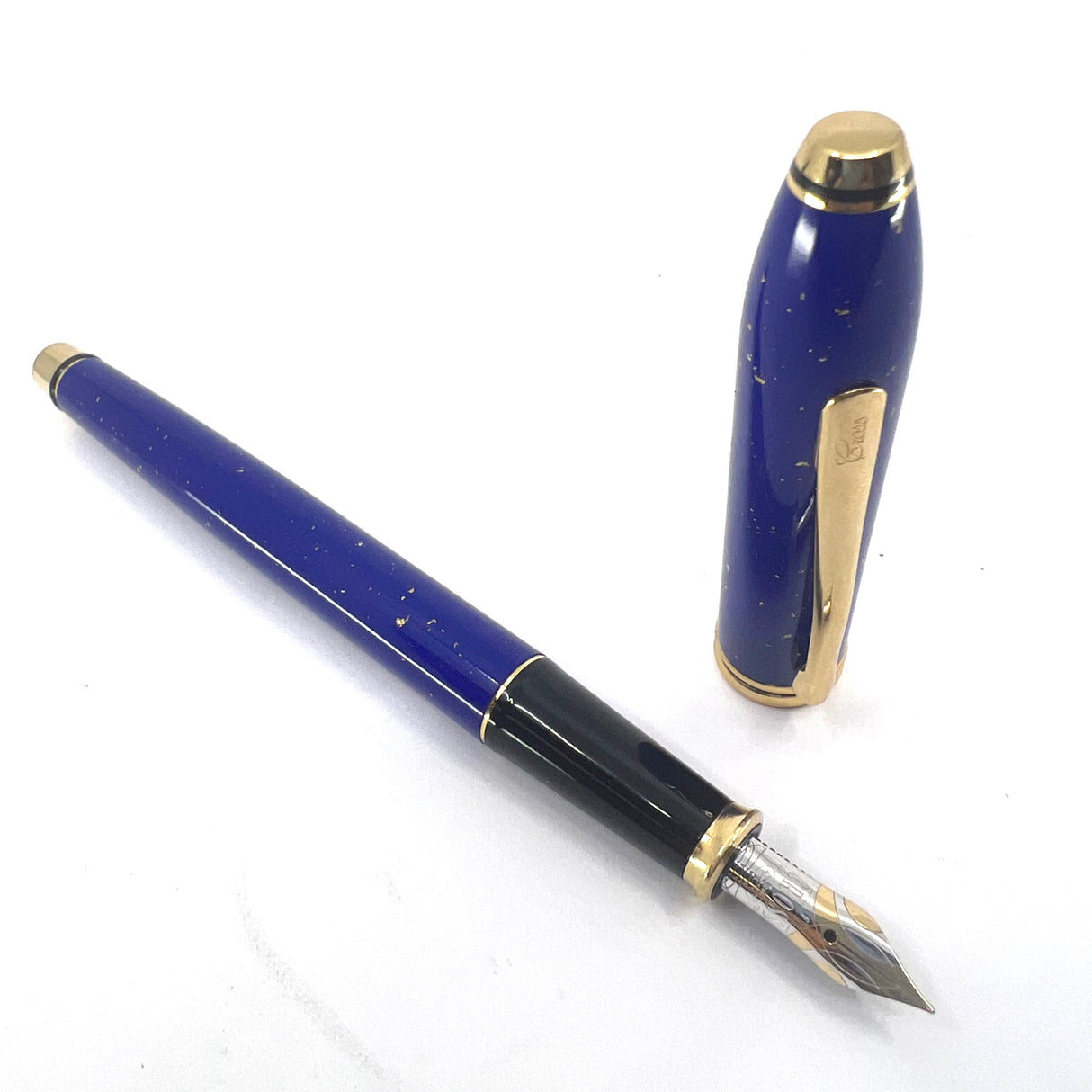 Cross Townsend Blue Lapis Lazuli/ 22K Gold Dust Fountain Pen - Fine 18kt Gold Nib