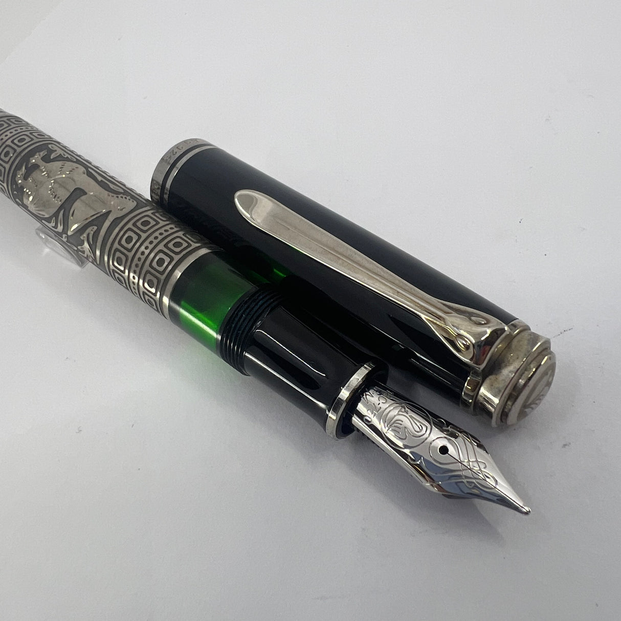 Pelikan M910 Toledo Sterling Silver Fountain Pen - Medium 18kt Gold  Nib
