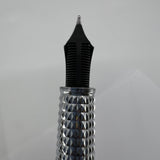Aurora Alpha Tuscan Night Lustrous Marbled Charcoal Fountain Pen - Medium 14kt Gold Nib