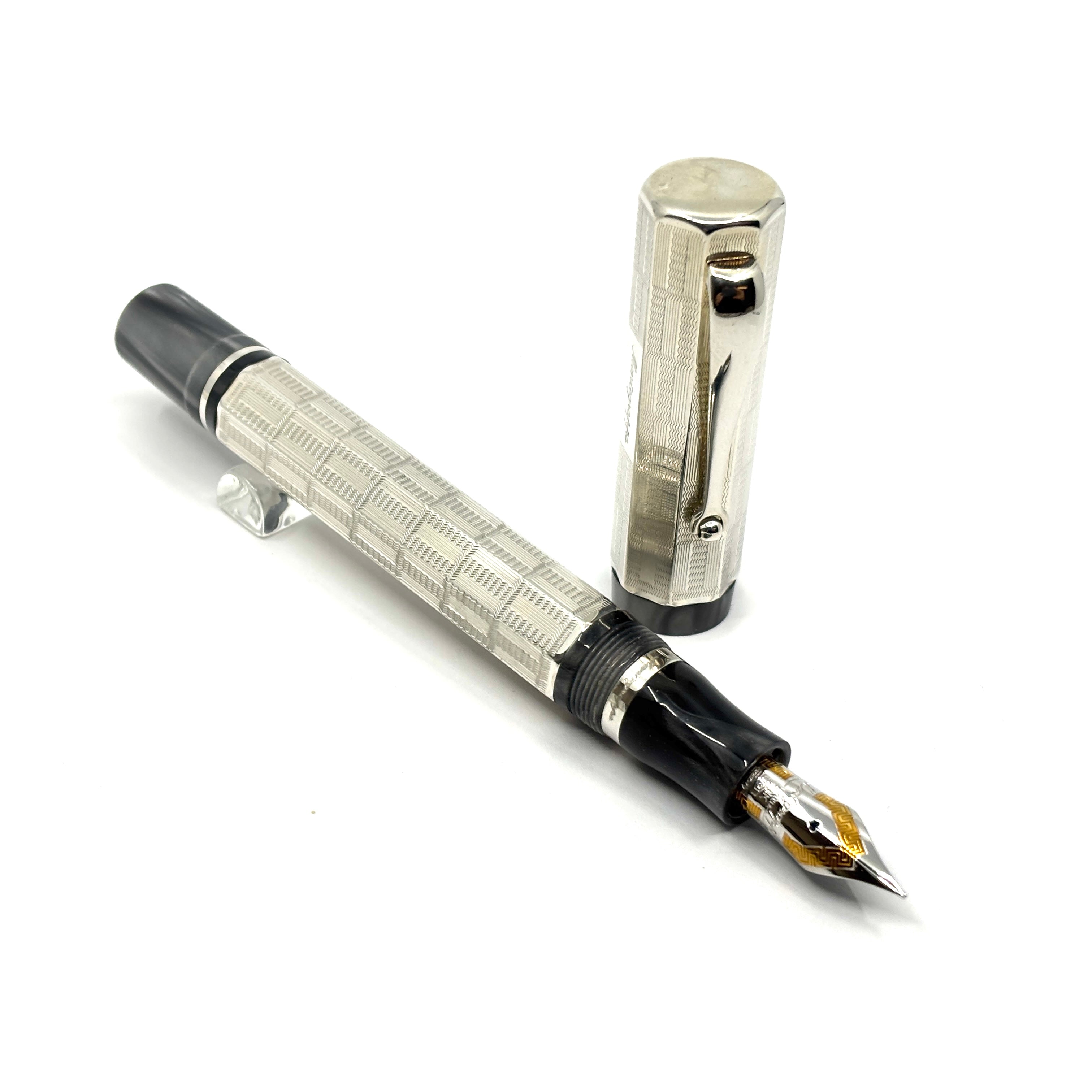Montegrappa Privilege Deco Large Sterling Silver 8-Sided Fountain