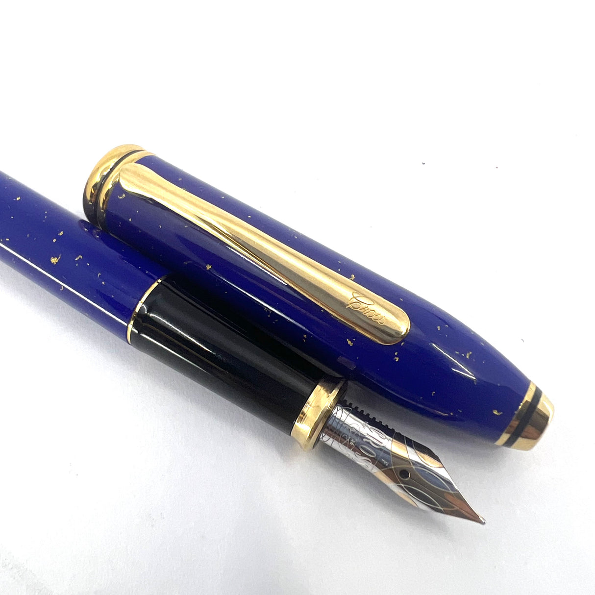 Cross Townsend Blue Lapis Lazuli/ 22K Gold Dust Fountain Pen - Fine 18kt Gold Nib