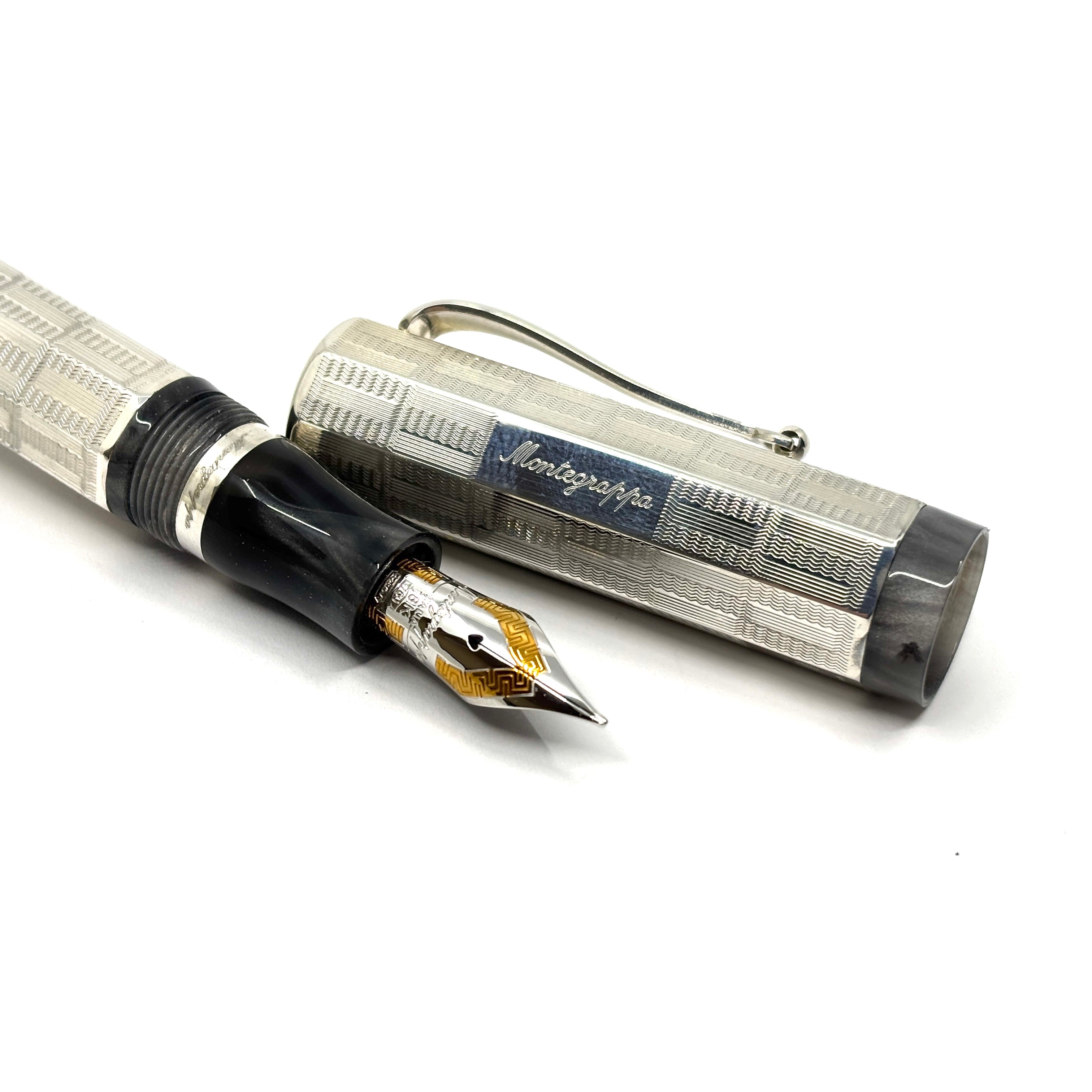 Montegrappa Privilege Deco Large Sterling Silver 8-Sided Fountain