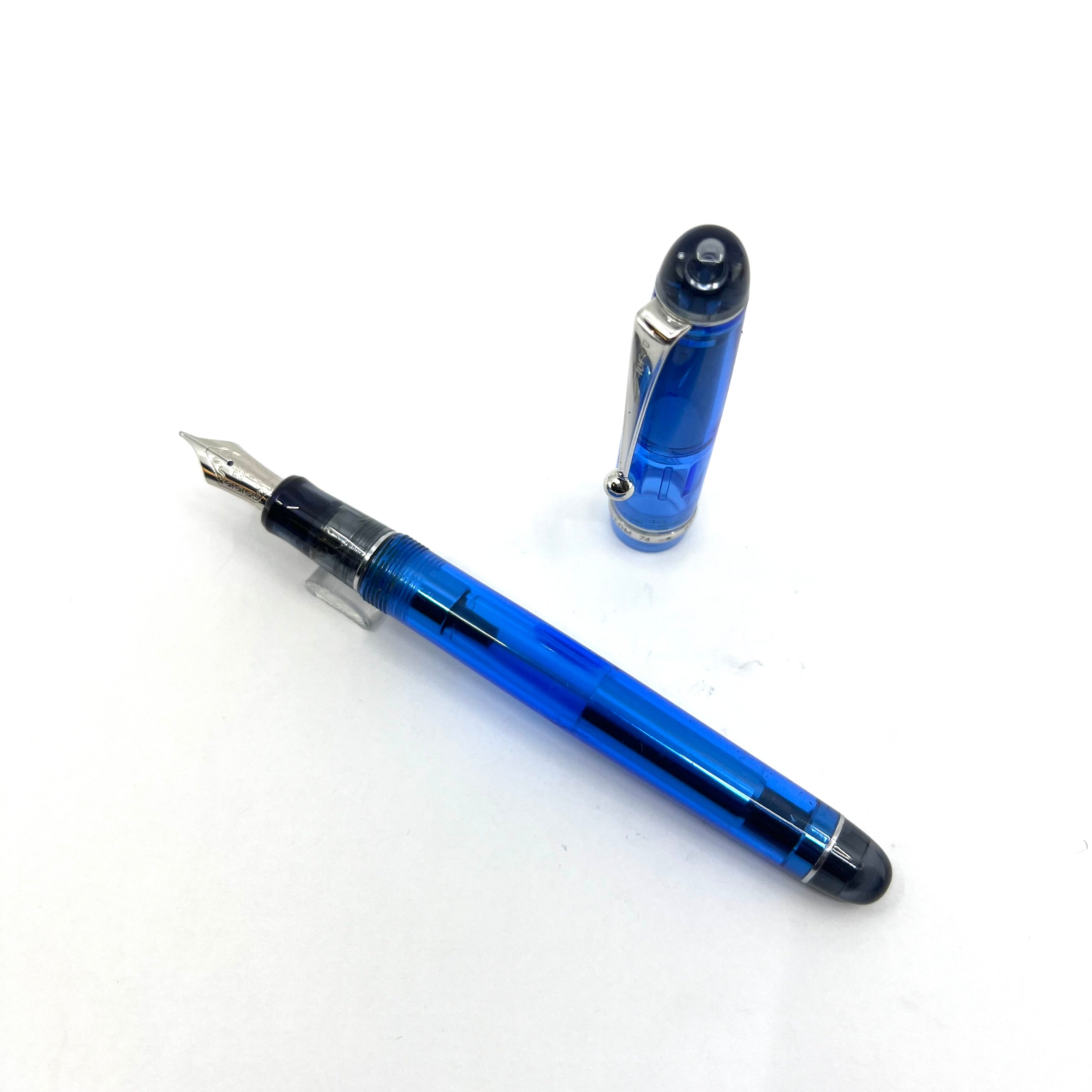 Pilot Custom 74 Blue Transparent Demonstrator Fountain Pen - Broad