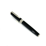 Waterman Oversized Exception Black Fountain Pen - Alternating Sides of Charcoal Stripes -Medium 18kt Gold Nib