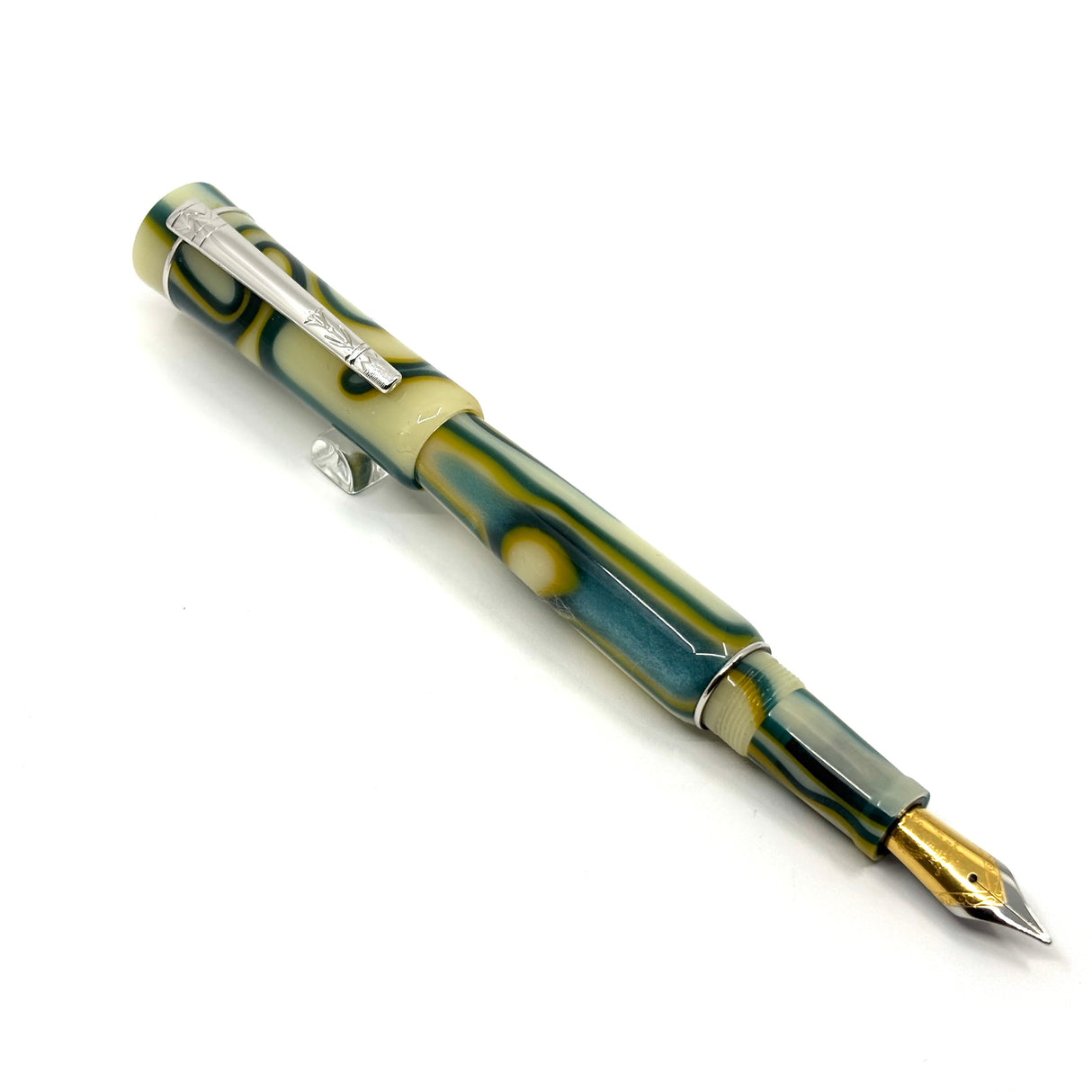 Laban Ivory & Amber with Green Swirls Fountain Pen