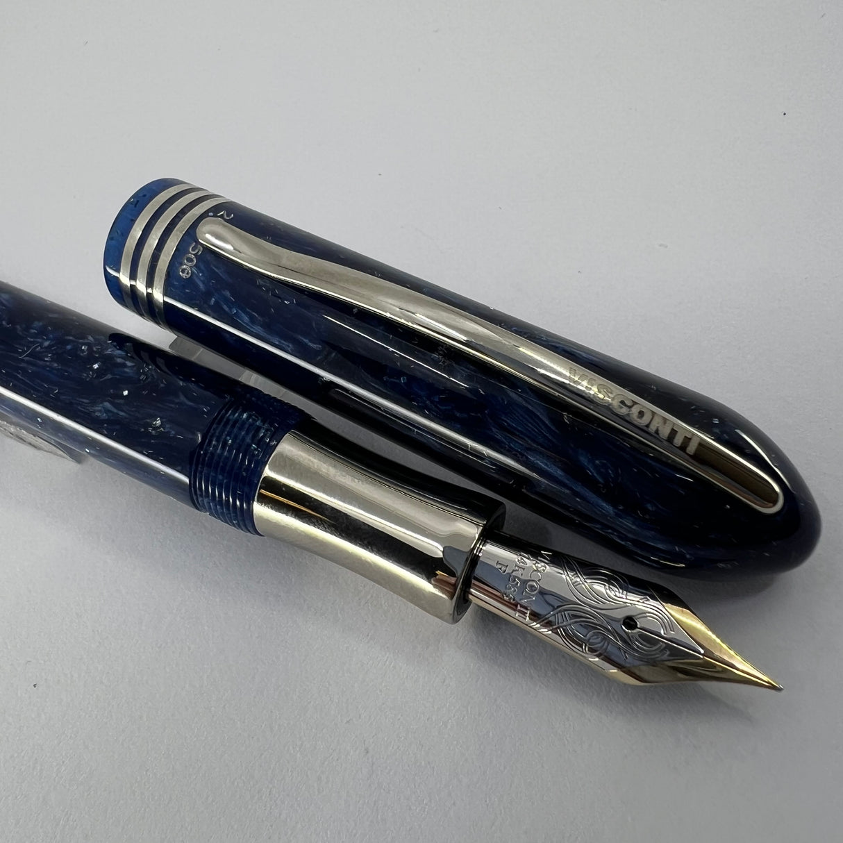 Visconti Amigdala "You & Me" Blue Marbled Limited Edition Fountain Pen  - Fine 14kt Gold  Nib