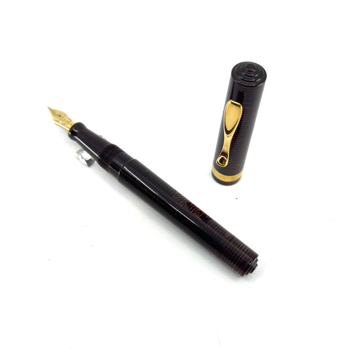 Visconti Manhattan Ruby Red Celluloid Fountain Pen - Circa 1996 - Fine 18kt Gold Nib
