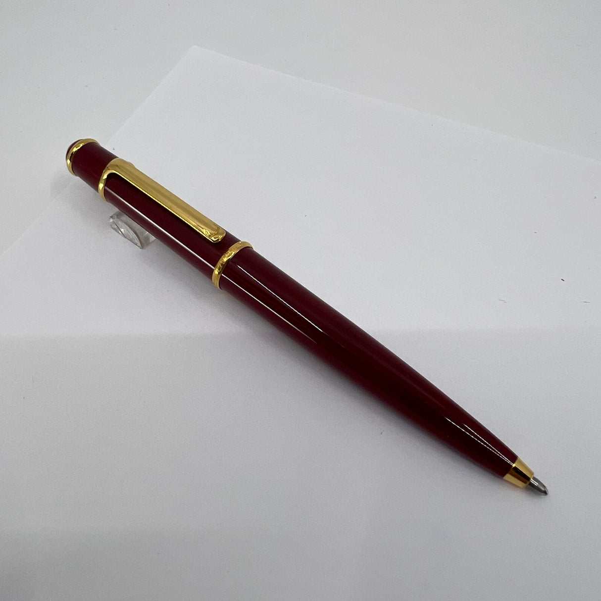Cartier Diabolo Bordeaux Red  Ballpoint Pen - Gold-Plated Trim - RARE!